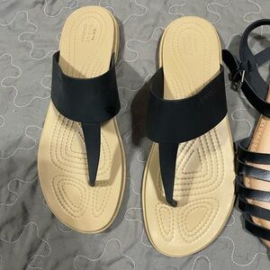 CROCS and Old Navy Black and Tan Women's Sandals